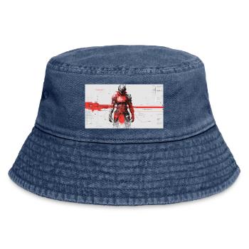 Futuristic Cyber Samurai - Vintage Bucket Hat - vintage denim - Front