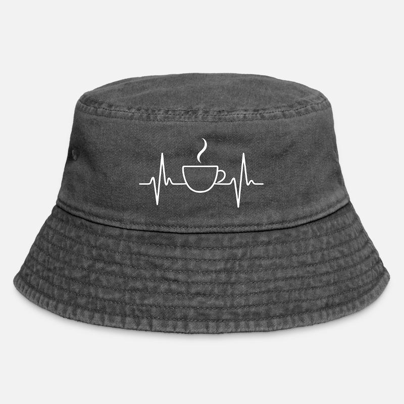 Kaffee Herzschlag EKG Kaffeetrinker Coffee - Vintage Bucket Hat - Vintage Schwarz