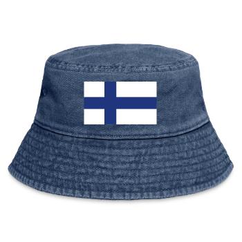 Finnland National Flagge - Vintage Bucket Hat - Vintage Denim - Vorne