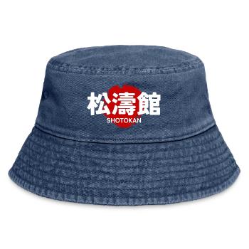 Shotokan Karate Martial Art GYM Japanese Kanji - Vintage Bucket Hat - vintage denim - Front