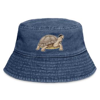 Turtle Painter Brush Painting - Vintage Bucket Hat - vintage denim - Front