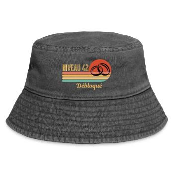 Mother-of-Pearl Wedding - 42 Years of Marriage - Vintage Bucket Hat - vintage black - Front