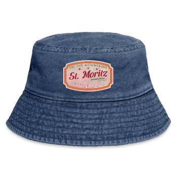 St Moritz Mountain Ski-Marke - Vintage Bucket Hat - Vintage Denim - Vorne