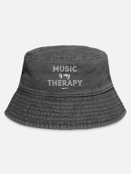 Music is my therapy - Vintage Bucket Hat - Vintage Schwarz
