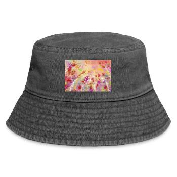 Pastellblüten Farbwirbel Muster - Vintage Bucket Hat - Vintage Schwarz - Vorne