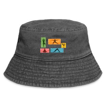 Colorful Yoga Silhouettes - Vintage Bucket Hat - vintage black - Front