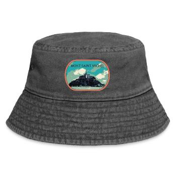 Illustration en bleu et vert du Mont Saint Michel - Bob vintage - noir vintage - Devant