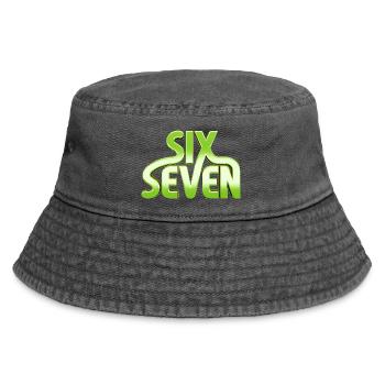 Six Seven 6 7 - 67 - Grün Typografie Meme  Design - Vintage Bucket Hat - Vintage Schwarz - Vorne