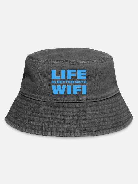 LIFE IS BETTER WITH WIFI - Vintage Bucket Hat - Vintage Schwarz