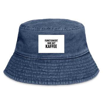 Works only with coffee - Vintage Bucket Hat - vintage denim - Front
