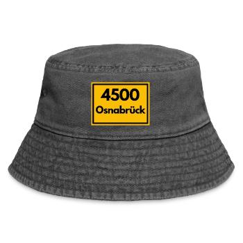 Ortsschild - damals Retro alte PLZ 4500 OSNABRÜCK - Vintage Bucket Hat - Vintage Schwarz - Vorne