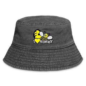 i_love_honey_dc3 - Vintage Bucket Hat - Vintage Schwarz - Vorne
