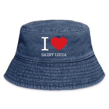I LOVE SAINT LUCIA - Vintage Bucket Hat - vintage denim - Front