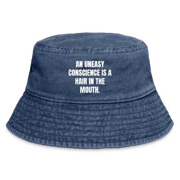 Ein ungutes Gewissen ist ein Haar im Mund - Vintage Bucket Hat - Vintage Denim - Vorne