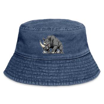 Rhinocéros Puissant Colère Logo Animal Sauvage - Bob vintage - vintage bleu jeans - Devant