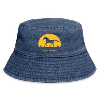 Sunset Horse wild and untamed - Vintage Bucket Hat - Vintage Denim - Vorne