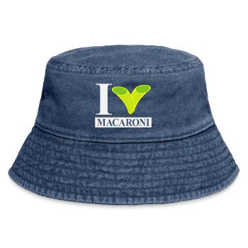 Ich liebe Makkaroni - Vintage Bucket Hat - Vintage Denim - Vorne