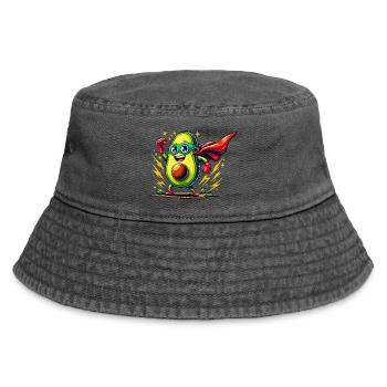 Avocado Avenger with Power Punch - Vintage Bucket Hat - vintage black - Front