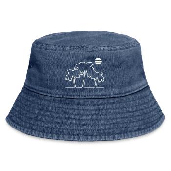 Tropische Palmen im Sonnenuntergang - Vintage Bucket Hat - Vintage Denim - Vorne