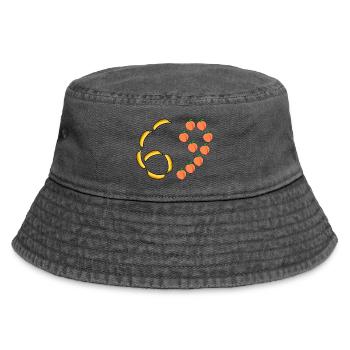 Fruchtmotiv Bananen und Pfirsiche - Vintage Bucket Hat - Vintage Schwarz - Vorne