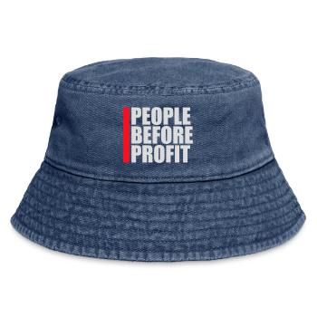 Logo de l’activisme People Before Profit Justice - Bob vintage - vintage bleu jeans - Devant