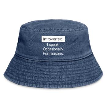 Introverted. I speak occasionally for reasons. - Vintage Bucket Hat - vintage denim - Front