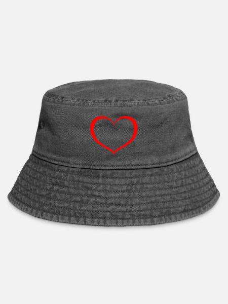 Herz - Vintage Bucket Hat - Vintage Schwarz