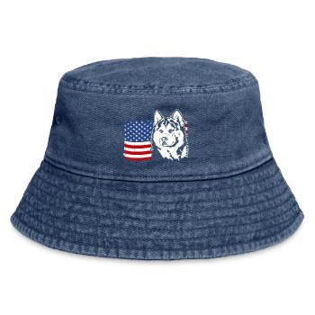 Husky sibérien US Amérique drapeau chiens Wilsigns - Bob vintage - vintage bleu jeans - Devant