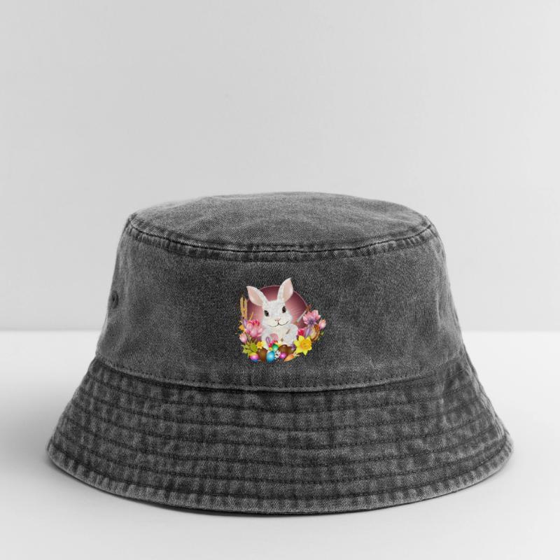 white rabbit with easter eggs as easter bunny Vintage Bucket Hat