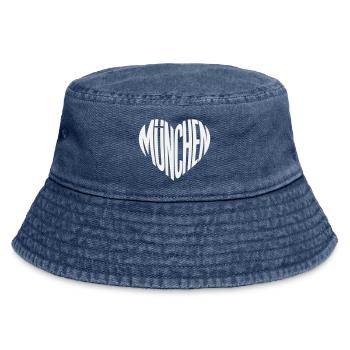 München Herz Silhouette - Designfarbe variabel - Vintage Bucket Hat - Vintage Denim - Vorne