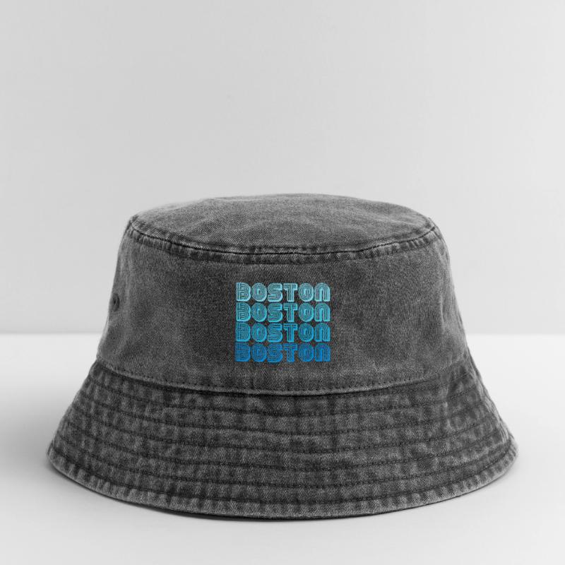 Boston Repeat Pattern Blue Gradient Vintage Bucket Hat