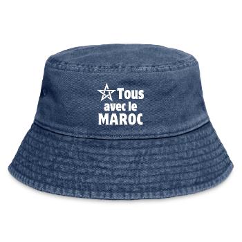 Maroc, j'aime le Maroc - Bob vintage - vintage bleu jeans - Devant