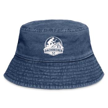 Roofer Craft Logo Motif - Vintage Bucket Hat - vintage denim - Front