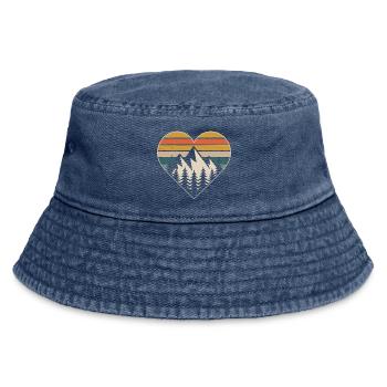 Heart of mountain landscape with fir trees - Vintage Bucket Hat - vintage denim - Front