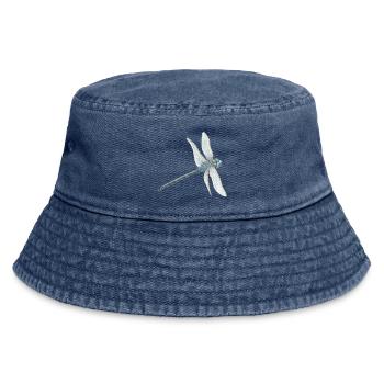 Blaugrüne Libelle Illustration - Vintage Bucket Hat - Vintage Denim - Vorne