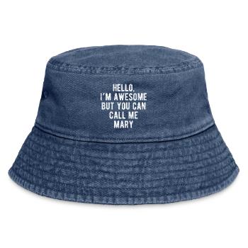 Hello I’m Awesome Call Me Mary Funny Quote - Vintage Bucket Hat - vintage denim - Front