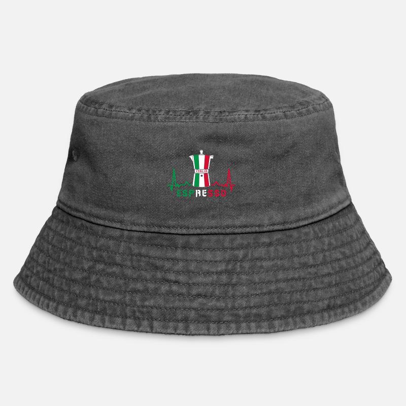 Herzfrequenz Espresso Design / Geschenkidee - Vintage Bucket Hat - Vintage Schwarz