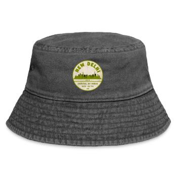 New Delhi Skyline Vintage Siegel - Vintage Bucket Hat - Vintage Schwarz - Vorne