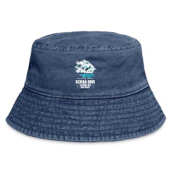 Scuba Diver Spearfishing Design - Vintage Bucket Hat - vintage denim - Front
