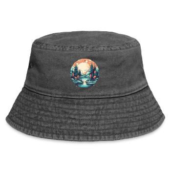 Mondlichtwald am See - Vintage Bucket Hat - Vintage Schwarz - Vorne