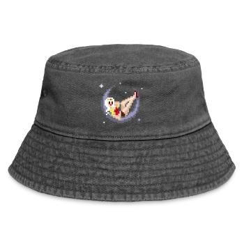 pixel pinup: girl on the moon - Vintage Bucket Hat - Vintage Schwarz - Vorne