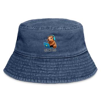 Capybara mit Witz Capy and Paste - Vintage Bucket Hat - Vintage Denim - Vorne