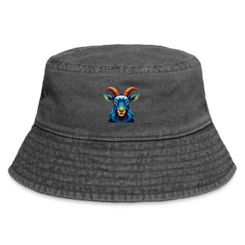 Steinbock Bunte Kawaii Cartoon Figur Clipart - Vintage Bucket Hat - Vintage Schwarz - Vorne