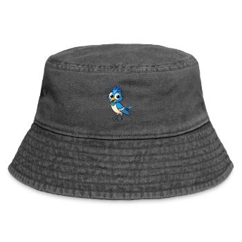Jay Bird Niedliche Zeichentrickfigur Kawaii Clipart - Vintage Bucket Hat - Vintage Schwarz - Vorne