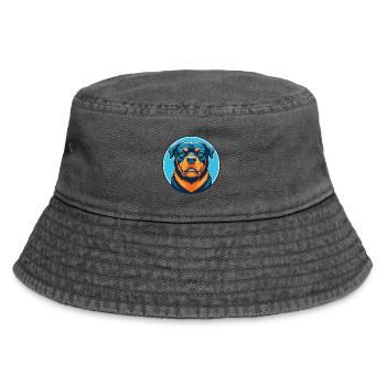 Rottweiler chien mignon kawaii dessin animé animal de compagnie logo - Bob vintage - noir vintage - Devant