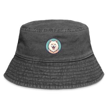 Samoyed Dog Breed Cartoon Character Kawaii Clipart - Vintage Bucket Hat - vintage black - Front