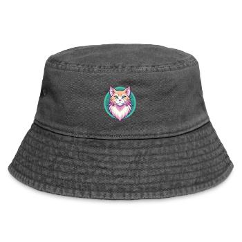 Ginger Longhair Cat Breed Cartoon Kawaii Animal - Vintage Bucket Hat - vintage black - Front