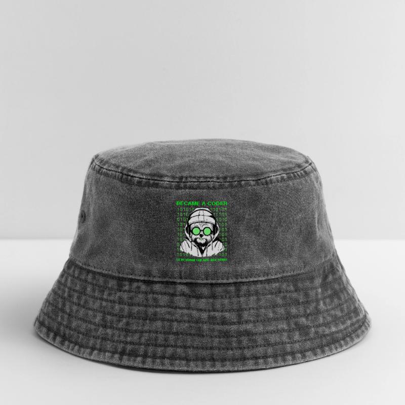 Became a Coder – Hacker Dog Binary Look Vintage Bucket Hat