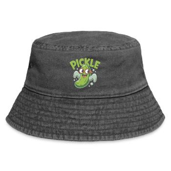 Funny Pickle Cartoon Character - Vintage Bucket Hat - vintage black - Front
