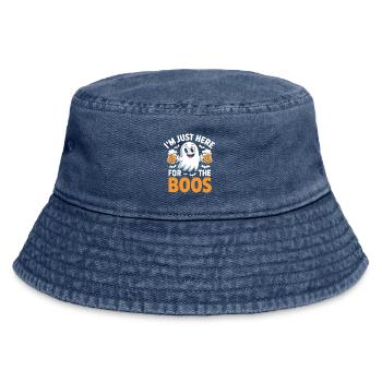Ich bin nur wegen des Boos-lustigen Halloween-T-Shirts hier - Vintage Bucket Hat - Vintage Denim - Vorne